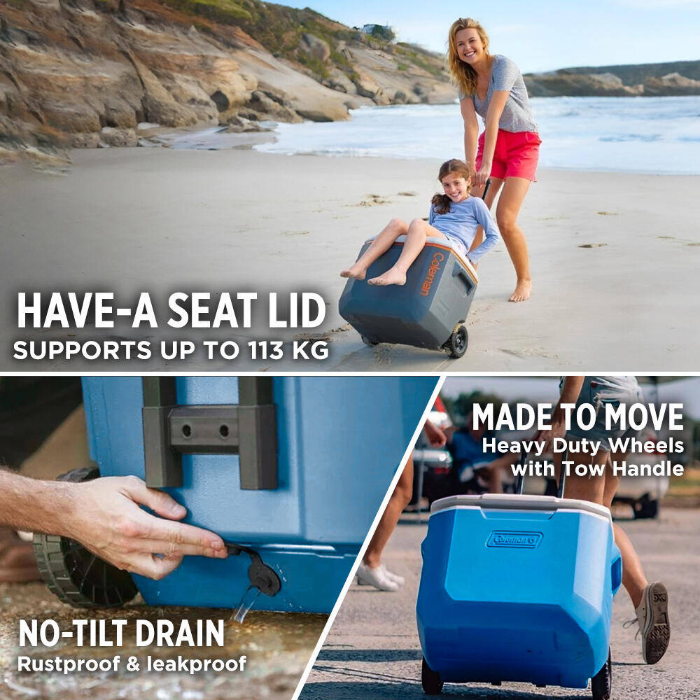 60QT Performance Wheeled Ice Cooler Box, Capacity - 56.7 Litres with Ice Retention Upto 4 Days, Blue -  4