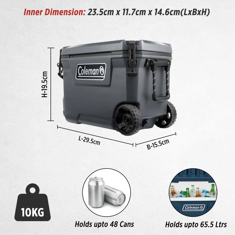 65QT Convoy Ice Cooler Box, Capacity - 61 Litres with Ice Retention for Days, Dark Grey -  2