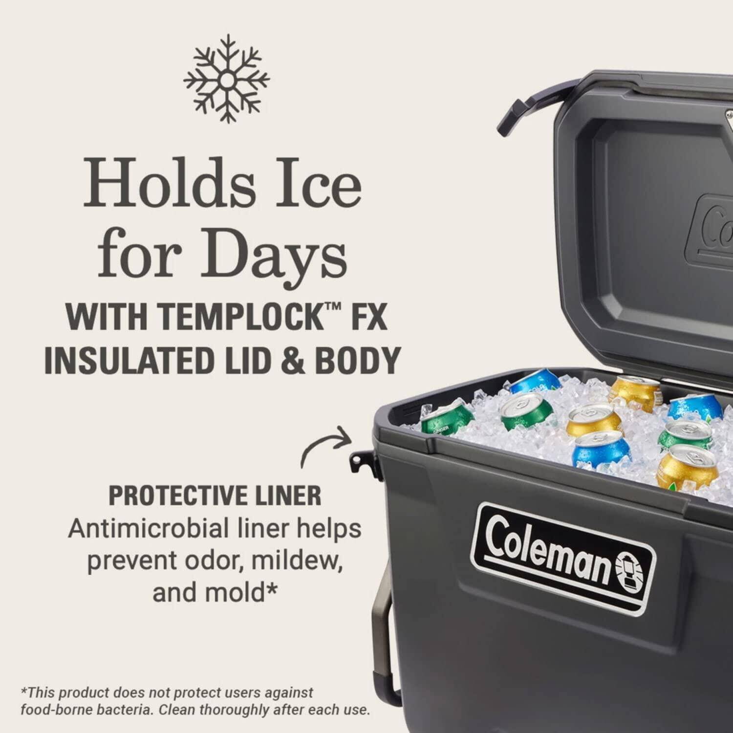 65QT Convoy Ice Cooler Box, Capacity - 61 Litres with Ice Retention for Days, Dark Grey -  3