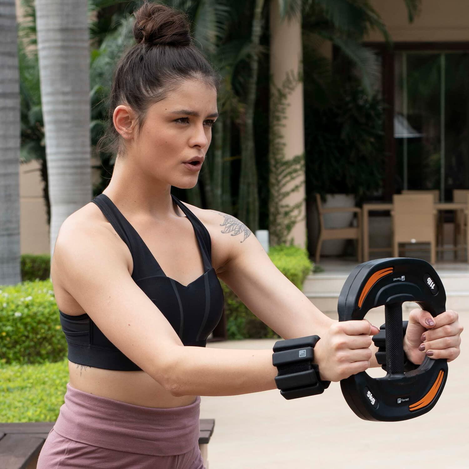 Flexnest The Flexbangle Adjustable Wrist & Ankle Weights Set, Free Size, (Pack of 2), 1 Pound Each