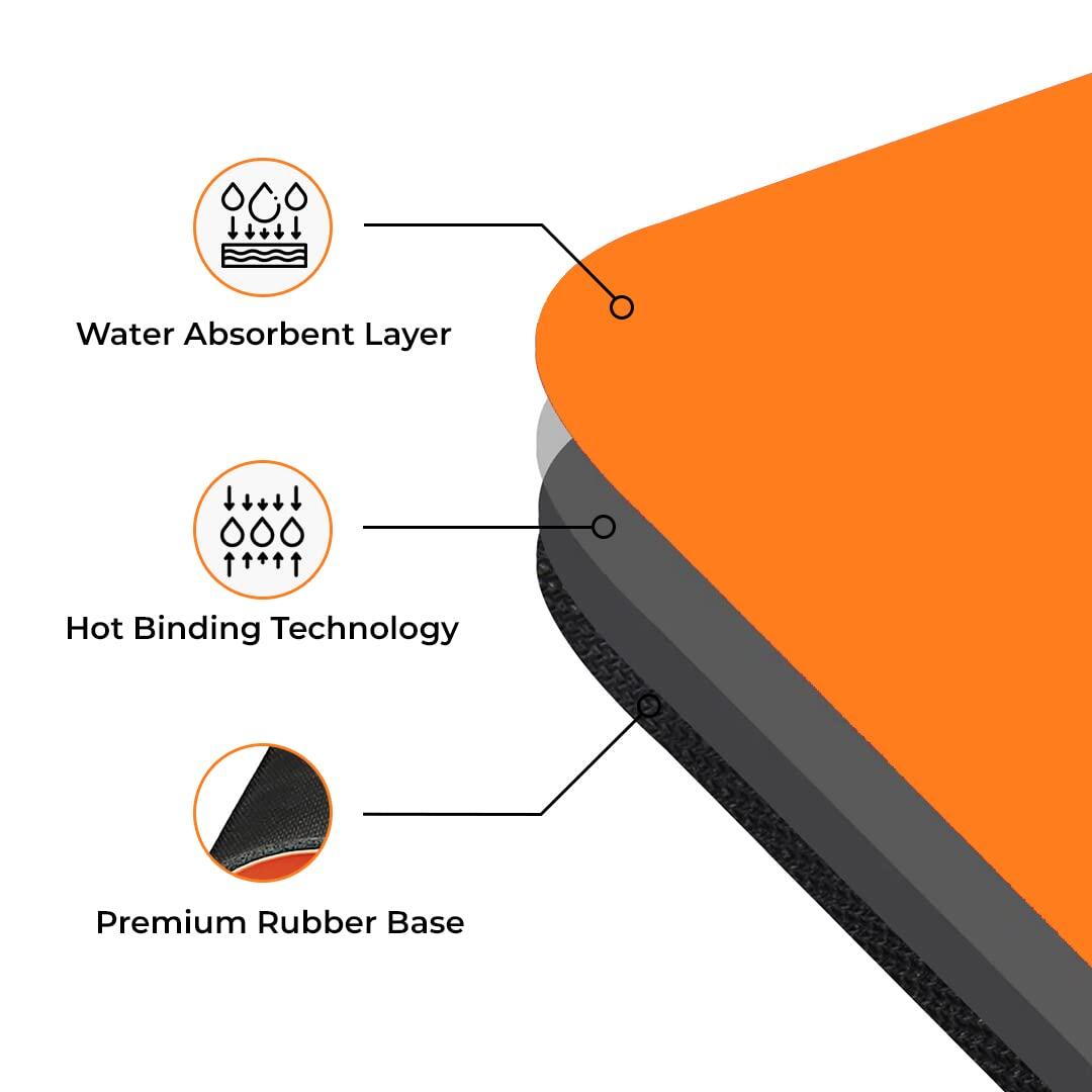 Flexnest PU + Rubber Grip Yoga Mat 6mm - Orange (Performance Mat)