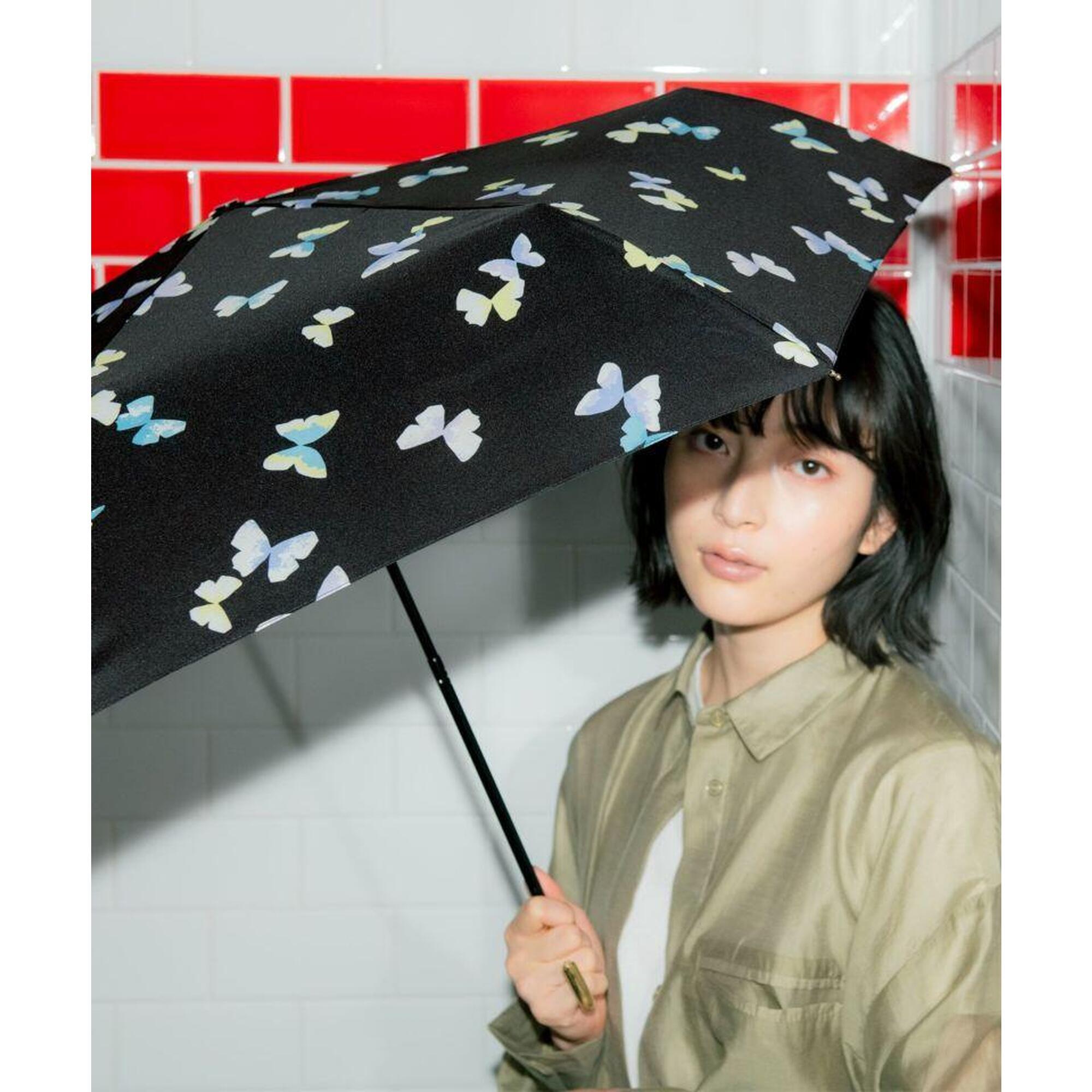 蝴蝶袖珍縮骨雨傘 - 黑色