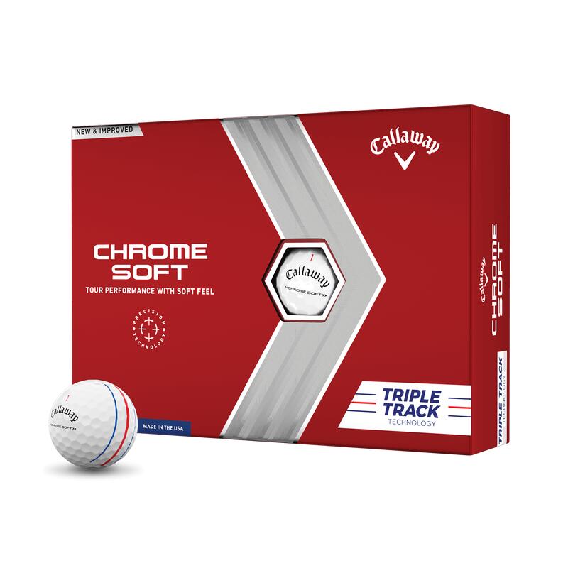 CHROME SOFT TRIPLE TRACK GOLF BALL (12PCS) - WHITE