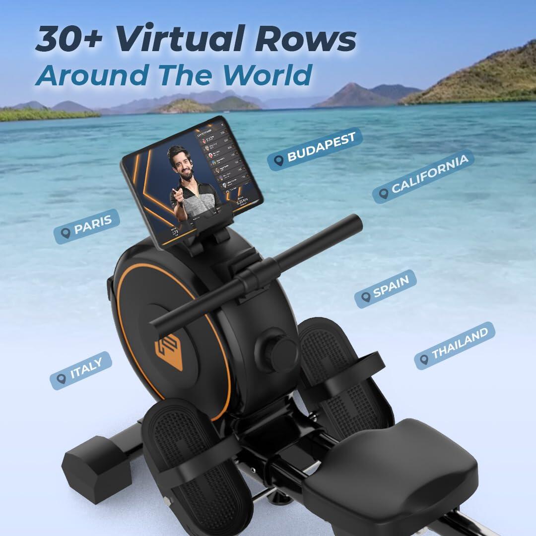 Flexnest Flexrower Lite Bluetooth-Enabled Magnetic Rowing Machine for Home Gym Black