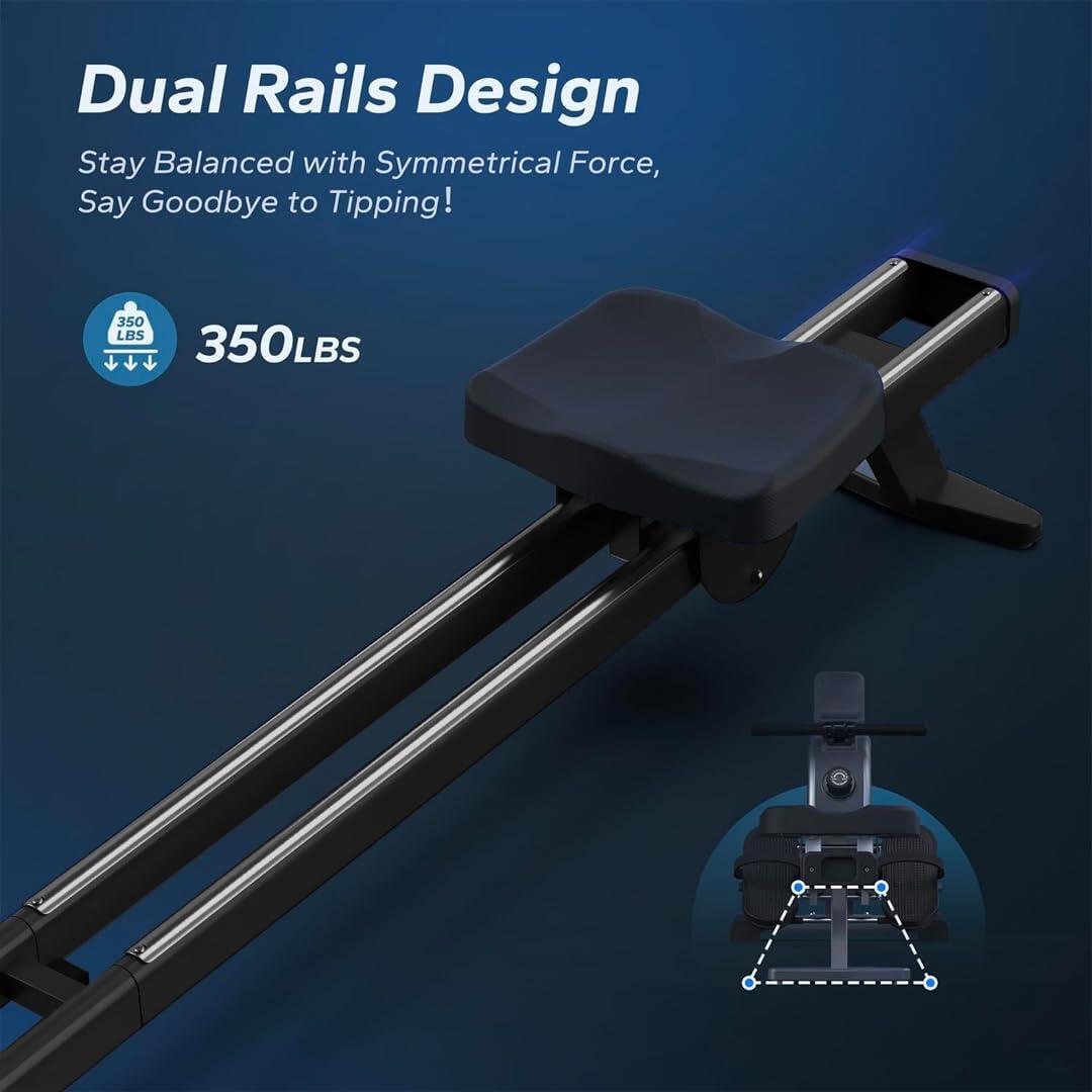 Flexnest Flexrower Lite Bluetooth-Enabled Magnetic Rowing Machine for Home Gym Black