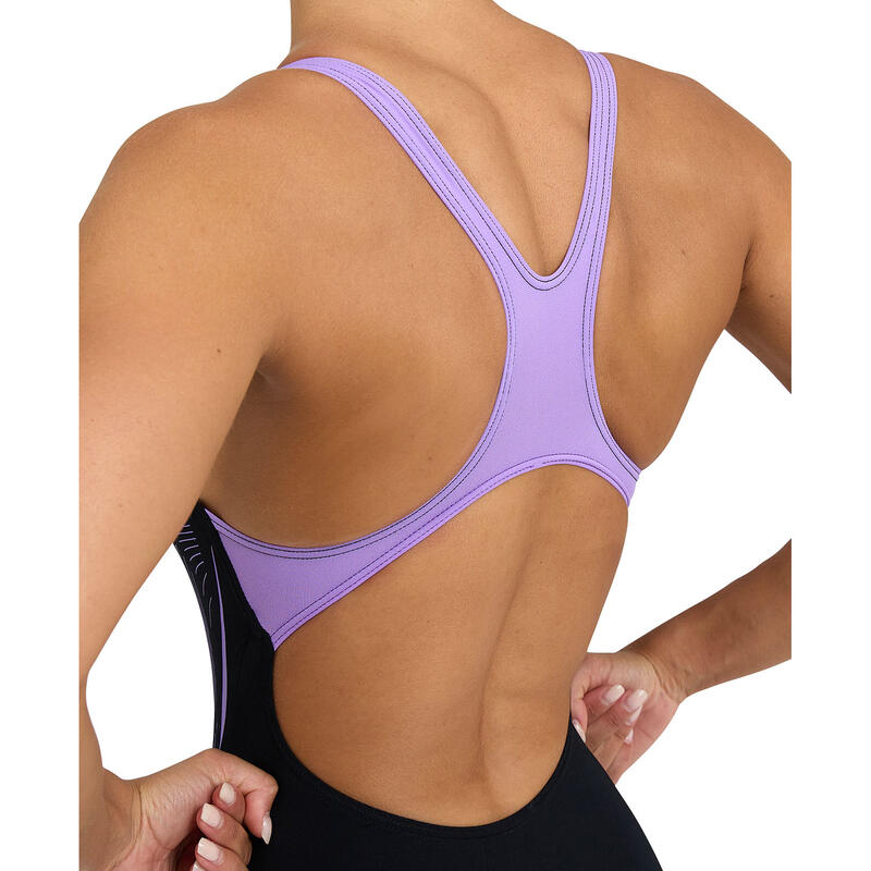 Arena W Swimsuit Swim Pro Back Graphic Black-Lavanda