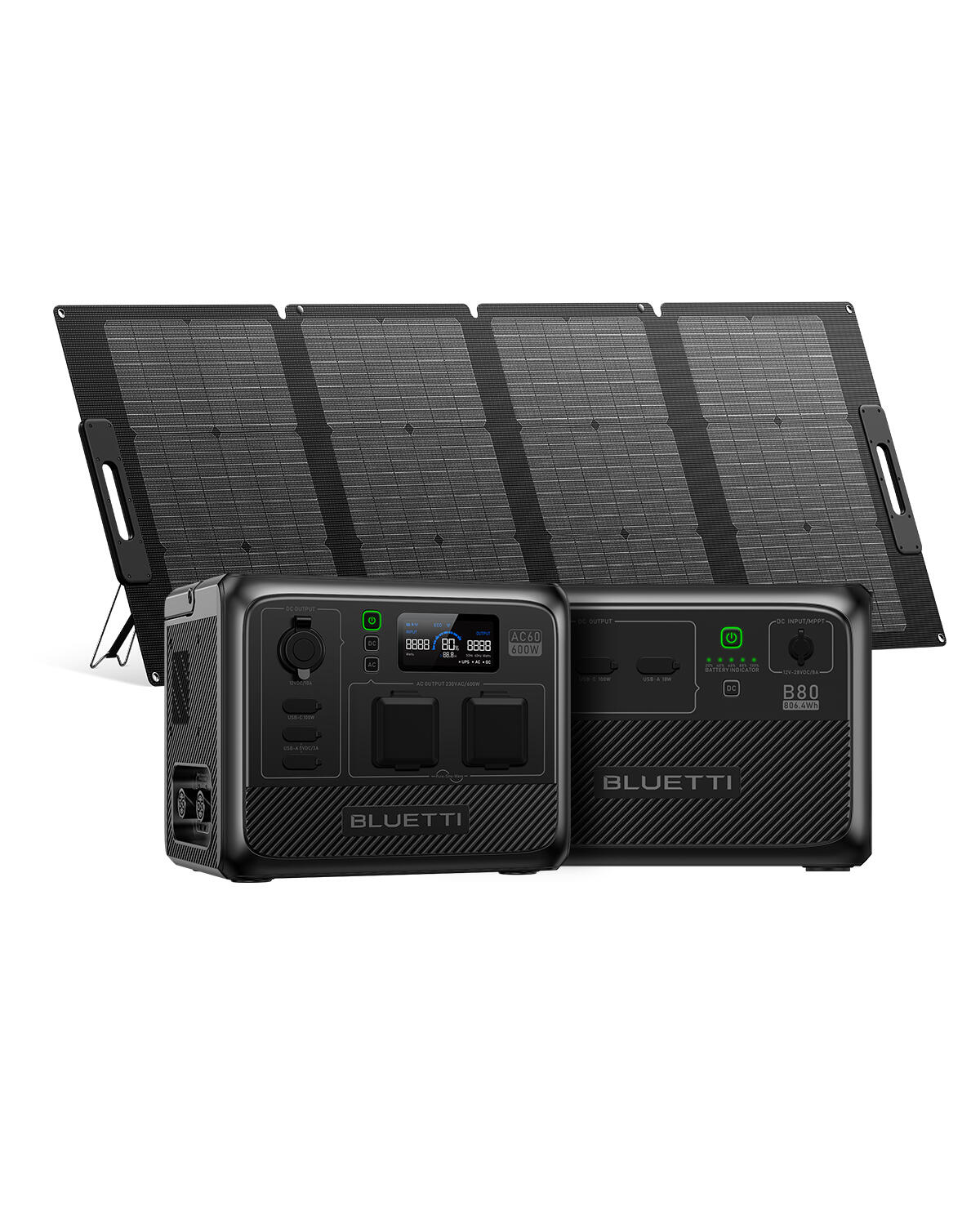 BLUETTI Portable Power Station AC60+B80 with PV120S Solar panel 1/7