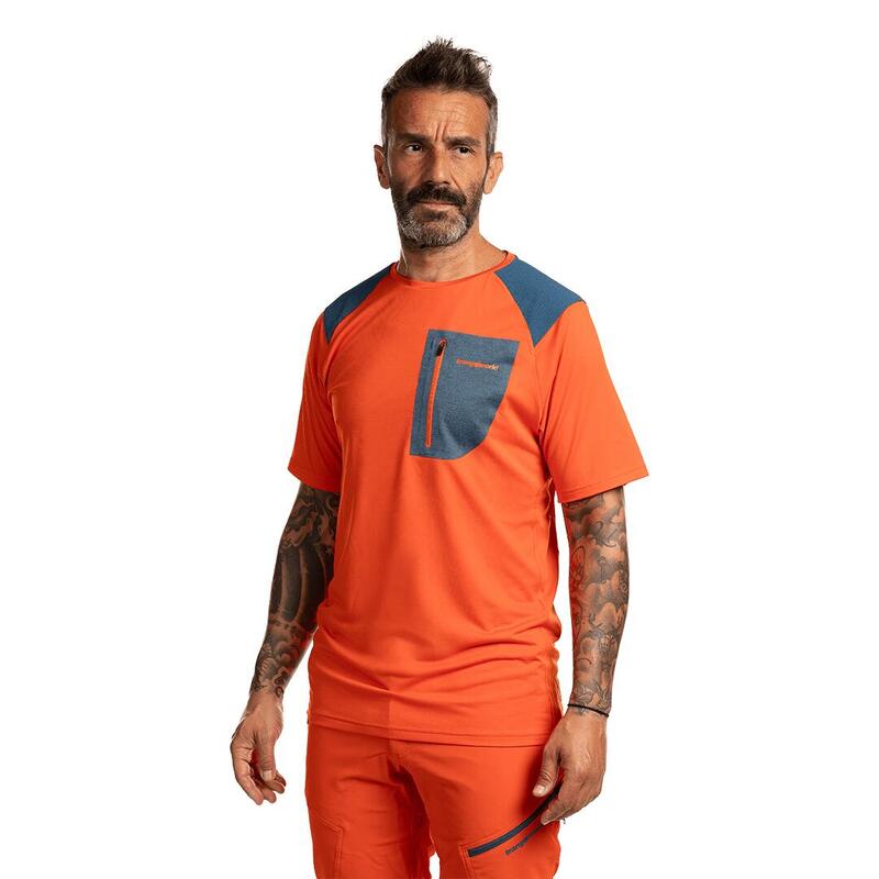 Camiseta para Hombre Trangoworld Trx2 pro short Naranja/Azul protección UV+30