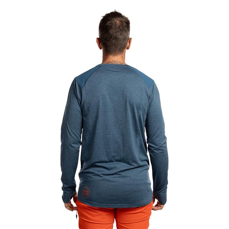 Camiseta de manga larga para Hombre Trangoworld Trx2 pro long Azul protección UV