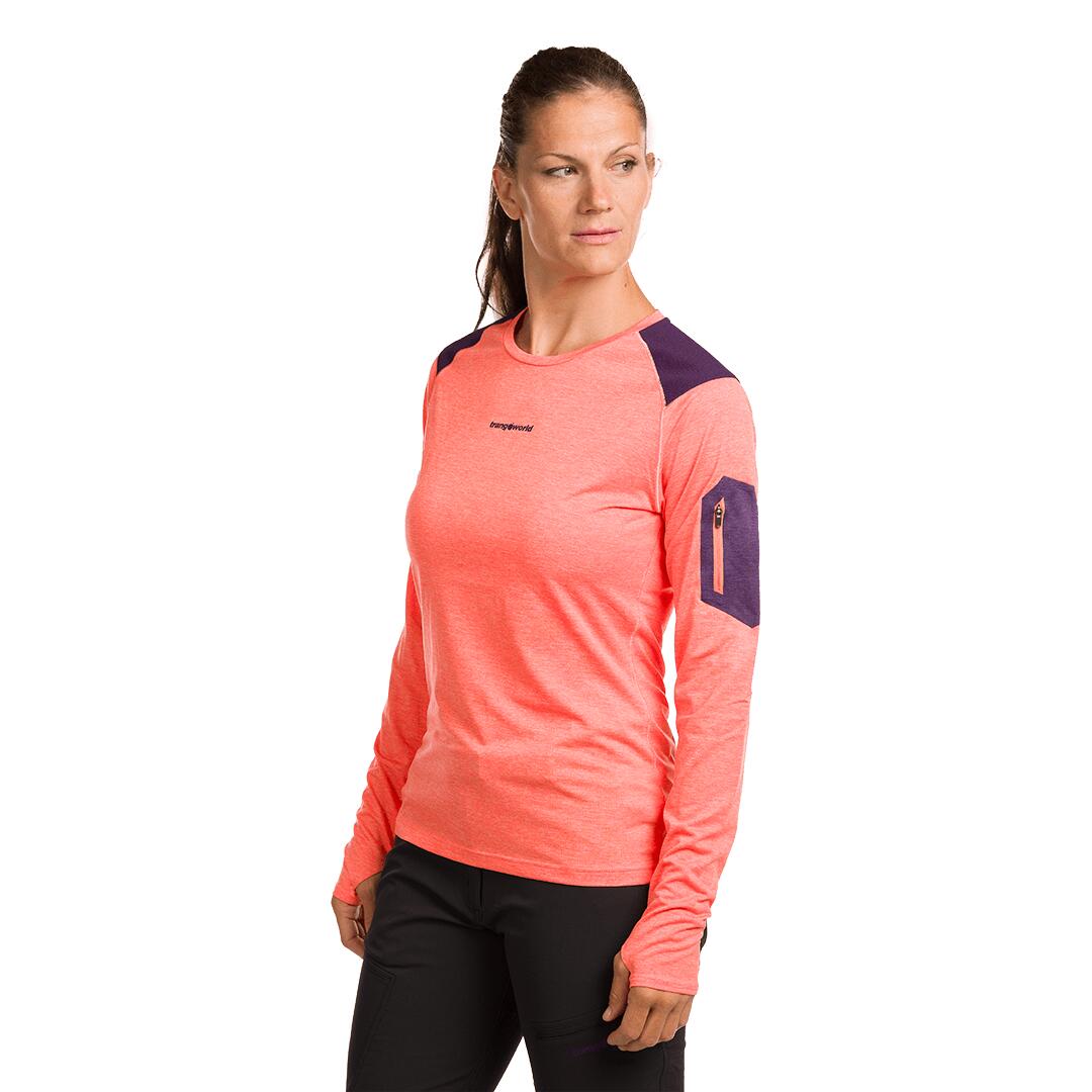 Camiseta manga larga para Mujer Trangoworld Trx2 wm pro long Rosa/Morado 5/7
