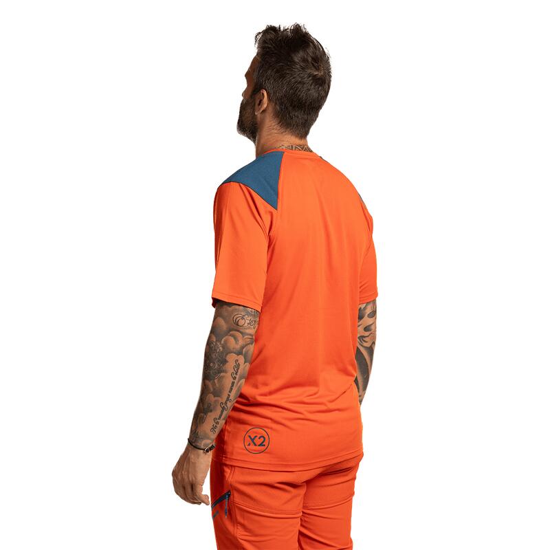 Camiseta para Hombre Trangoworld Trx2 pro short Naranja/Azul protección UV+30