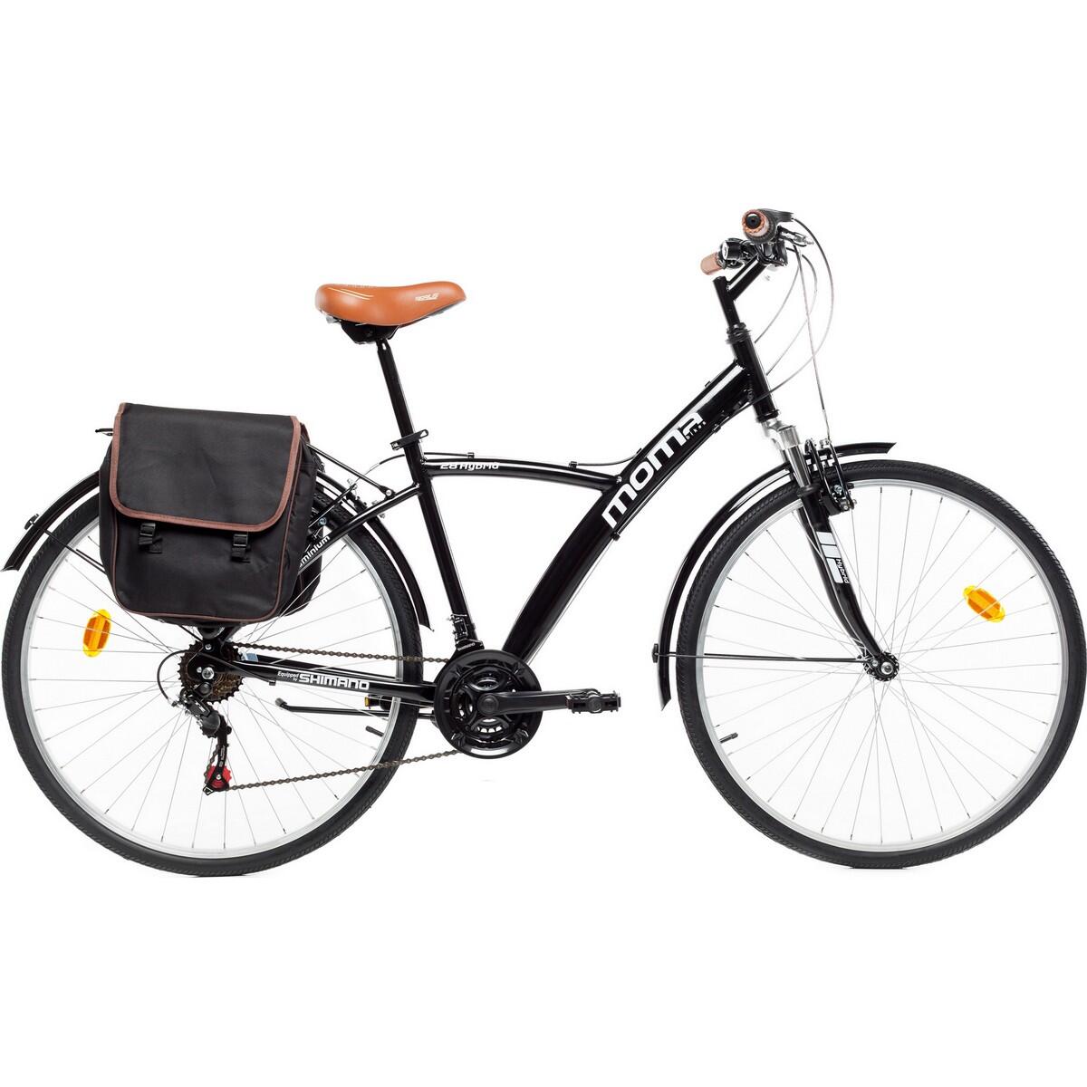 Moma Bikes - Vélo Trekking, Hybrid 28", Aluminium, Shimano 18v, Suspension Avant - Vélo De Voyage - Noir - 28" - Decathlon