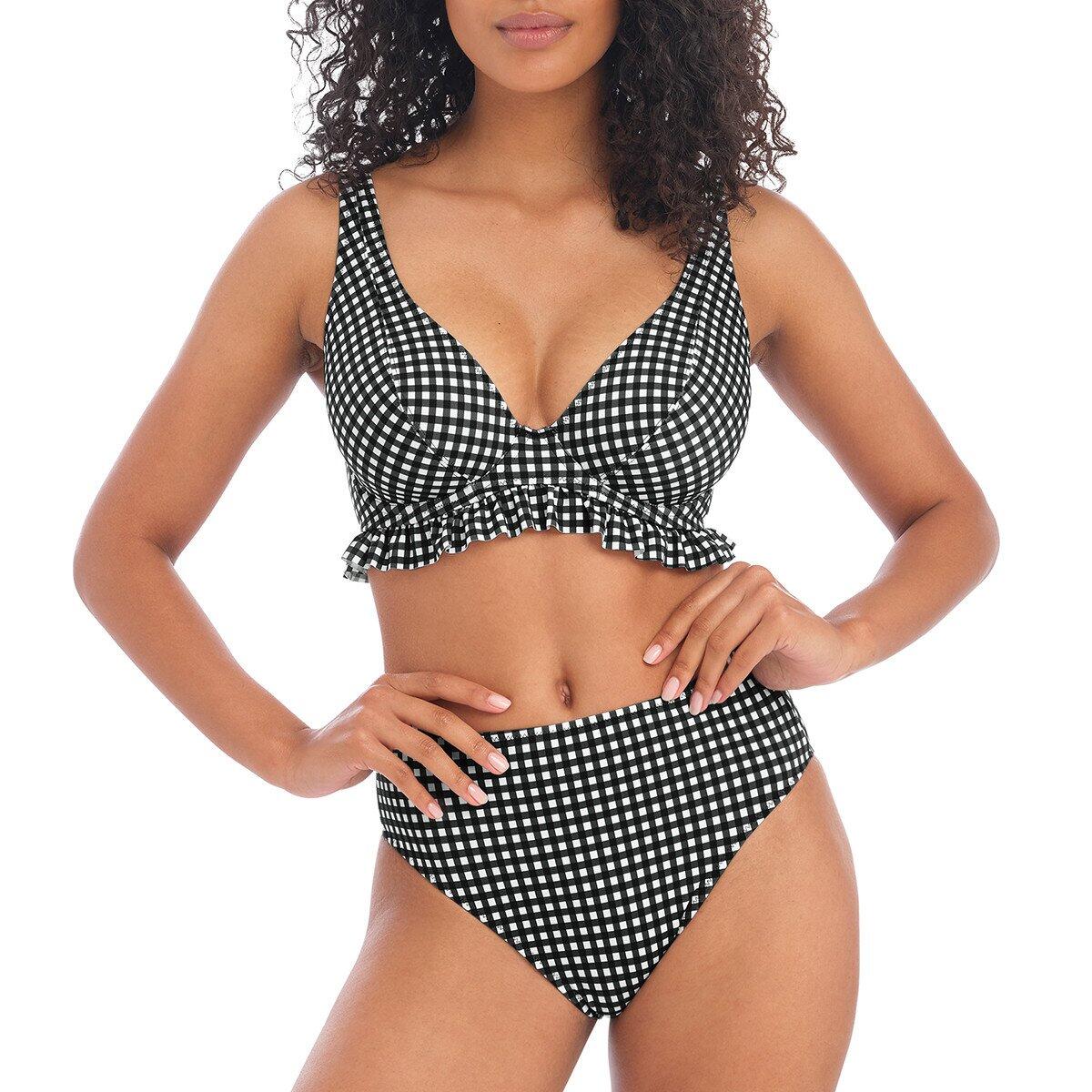 Haut de maillot à volant imprimé vichy Check in 2/5