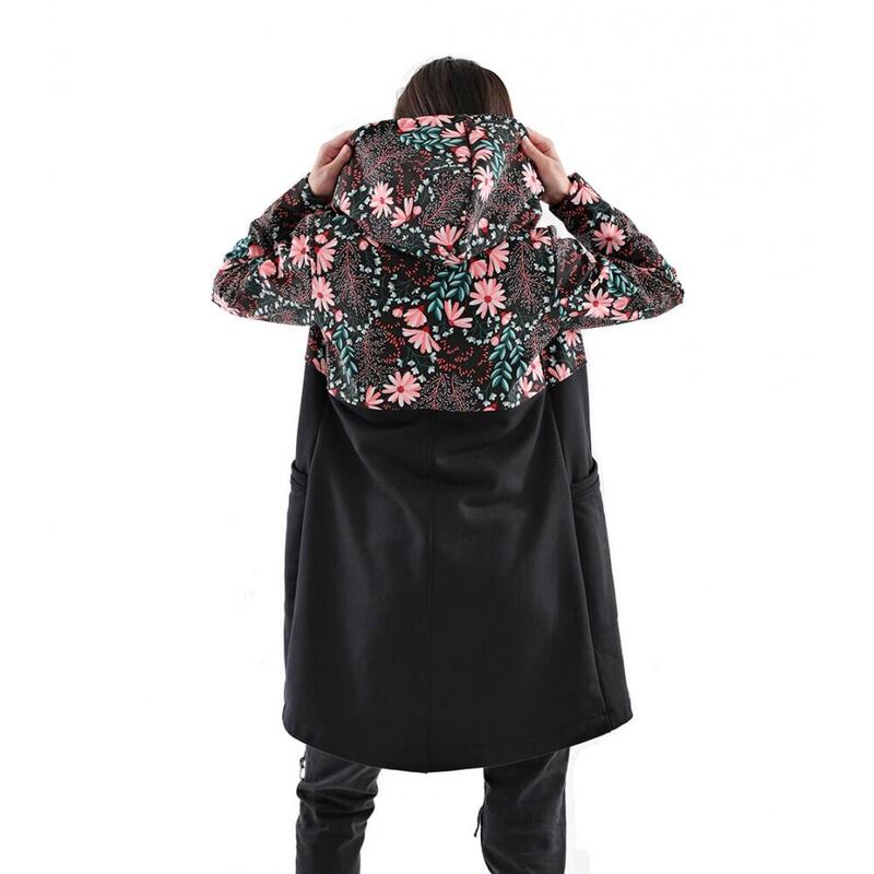 Softshellový kabát Double soft script Black/Flowers