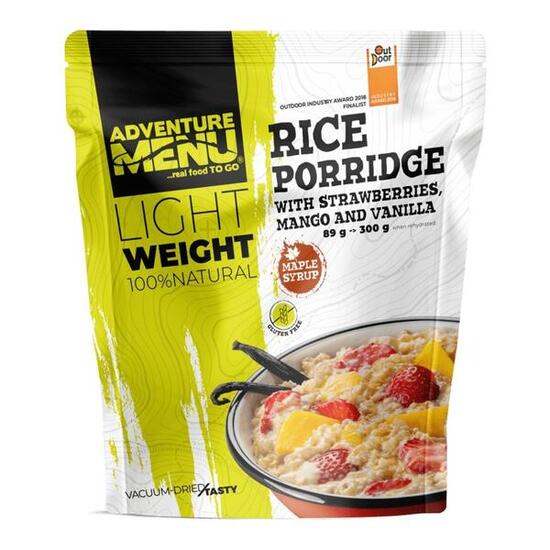 Porridge di riso disidratato fragola mango vaniglia Bourbon 89 g una porzione