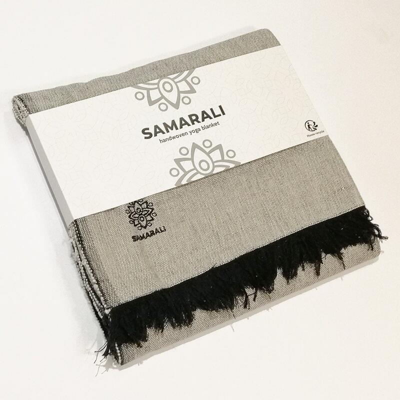 Samarali Kézzel készített pamut jóga takaró - Fekete