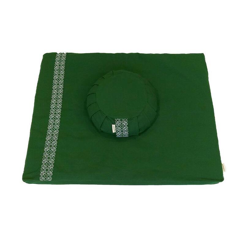 Conjunto de Meditação Samarali com Almofada Zafu Verde Floresta