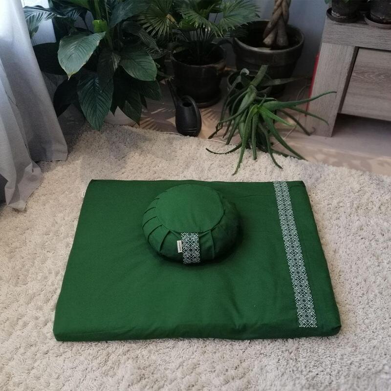 Samarali Meditációs Szett Zafu Alakú Párnával - Erdei zöld