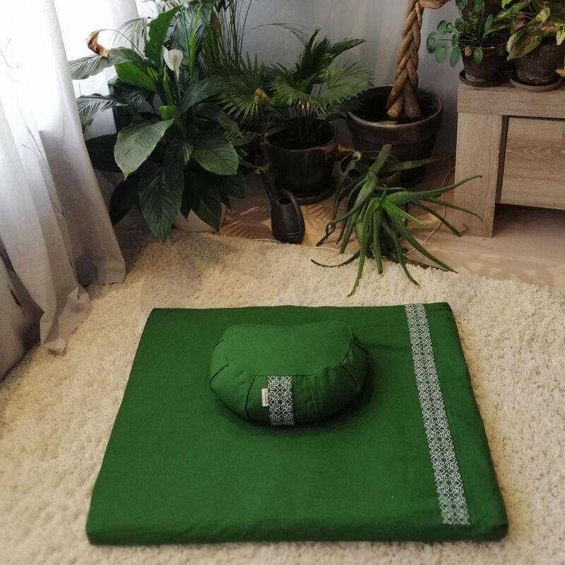 Samarali Meditációs Szett Félhold Alakú Párnával - Erdei zöld