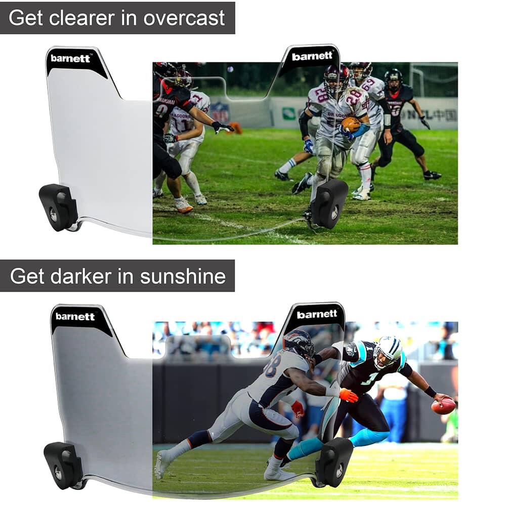 BARNETT Voetbal vizier, goud - UV-coating, universele pasvorm, masker voor American Football