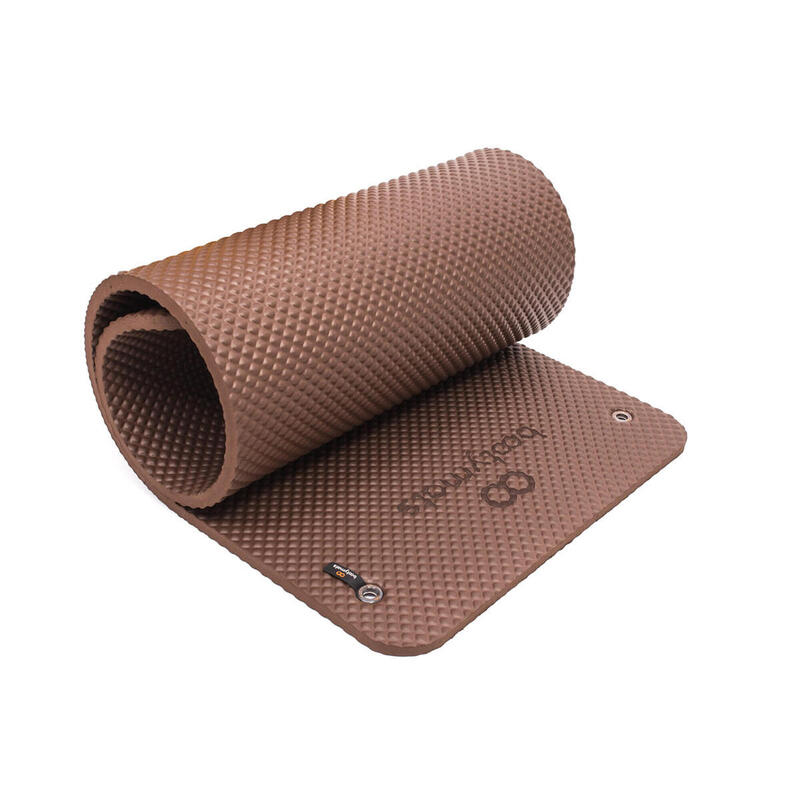 Max Comfort gewatteerde mat voor Pilates-grondoefeningen. 180x60cm. Choco