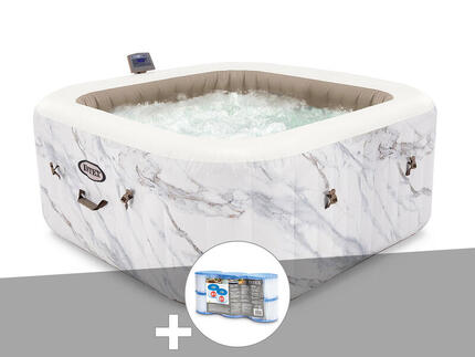 Kit spa gonflable PureSpa Calacatta carré Bulles 4 places + 6 filtres