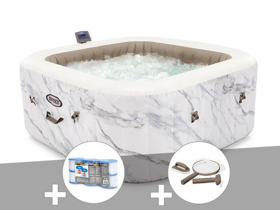 Kit spa gonflable PureSpa Calacatta carré Bulles 4 places + 6 filtres + Kit