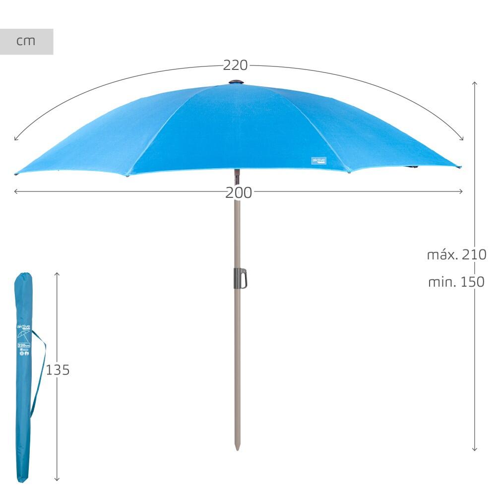 Aktive Grand parasol inclinable bleu 220 cm UV50 4/7