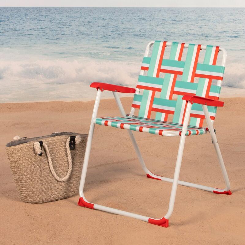Aktive Silla de playa alta plegable estilo vintage multicolor poliéster cruzado