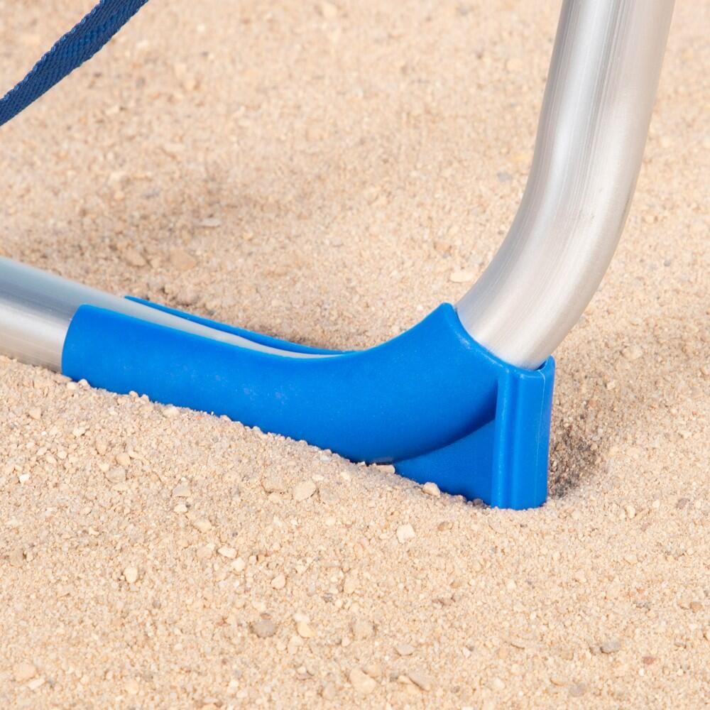 Aktive Chaise de plage basse pliante à rayures bleues avec accoudoir 3/7