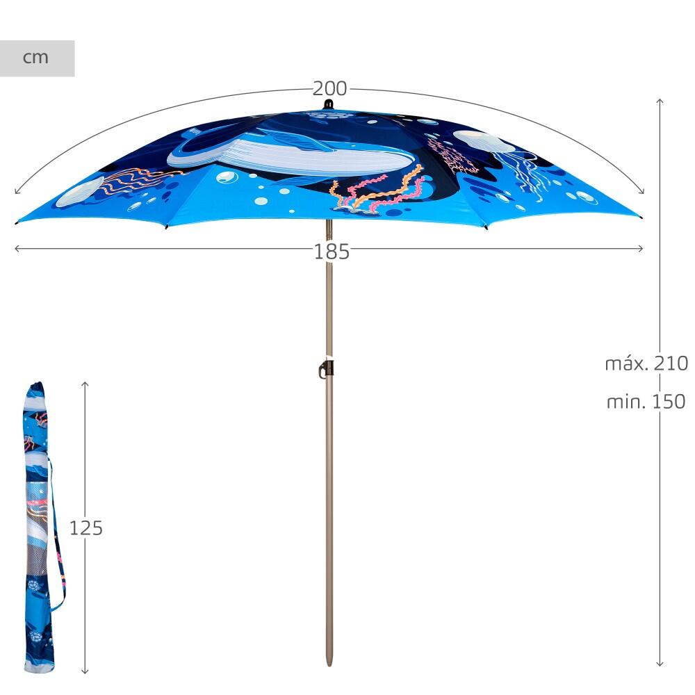 Aktive Sombrilla playa 200 cm inclinable mundo marino UV40 c/funda 4/7