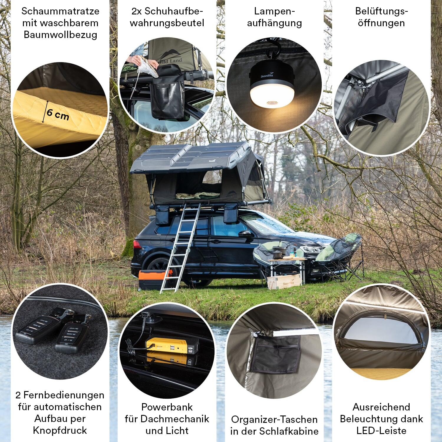 Dachzelt Auto Wildland | Autodachzelt Hartschale für 2 Personen 4/7