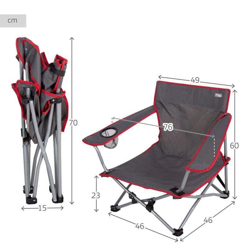 Aktive Chaise de camping pliante basse gris
