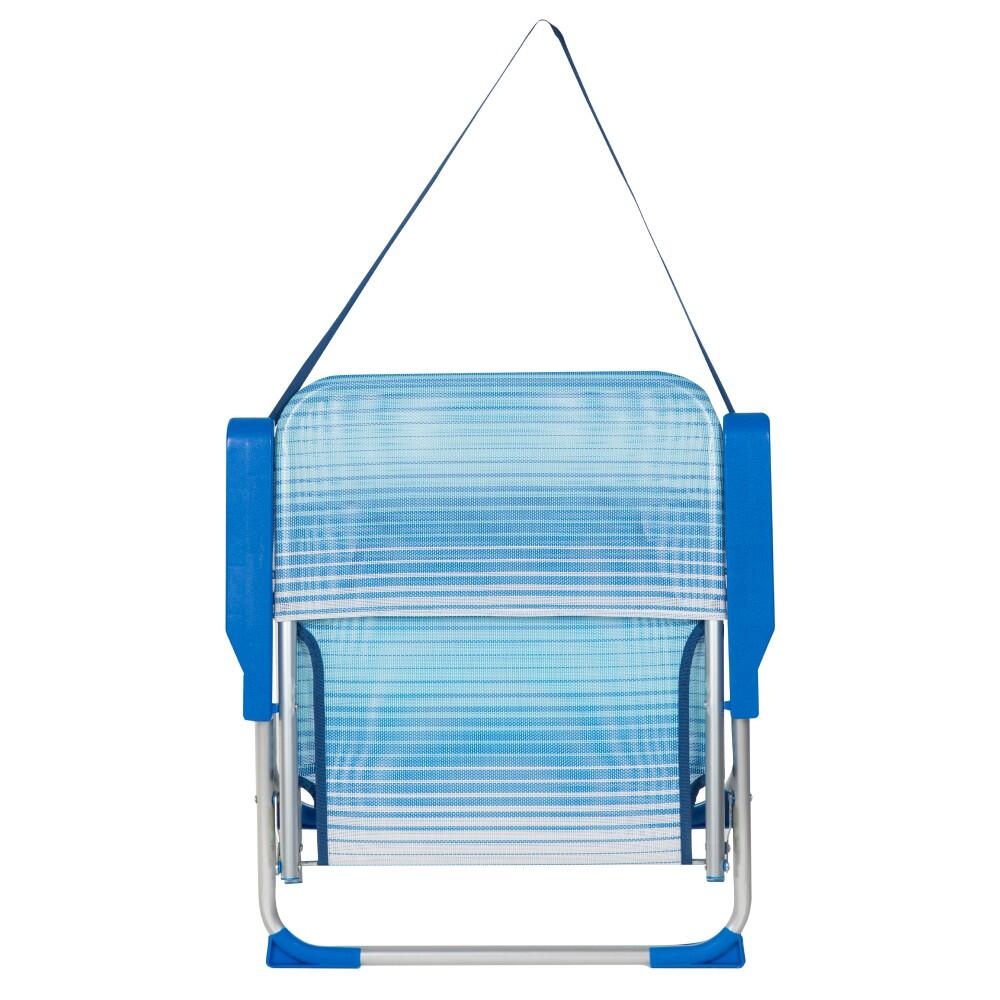 Aktive Chaise de plage basse pliante à rayures bleues avec accoudoir 7/7