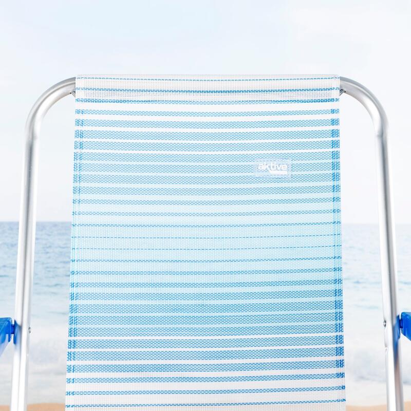 Cadeira alta dobrável de praia listrada azul Aktive c/alça de ombro