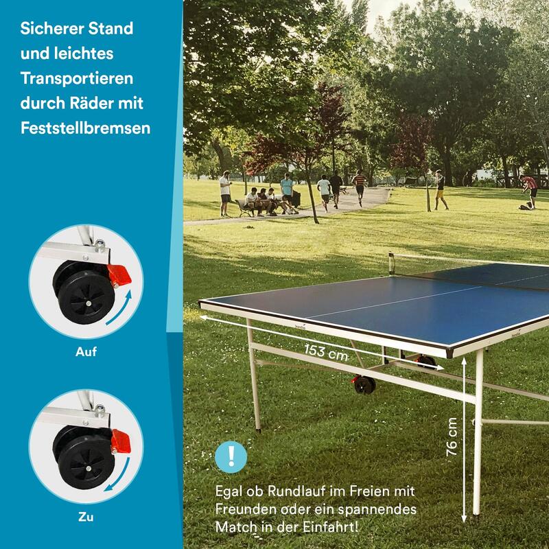 Stabiler Tischtennistisch für Indoor/Outdoor mit Sicherheits-Verriegelungssystem