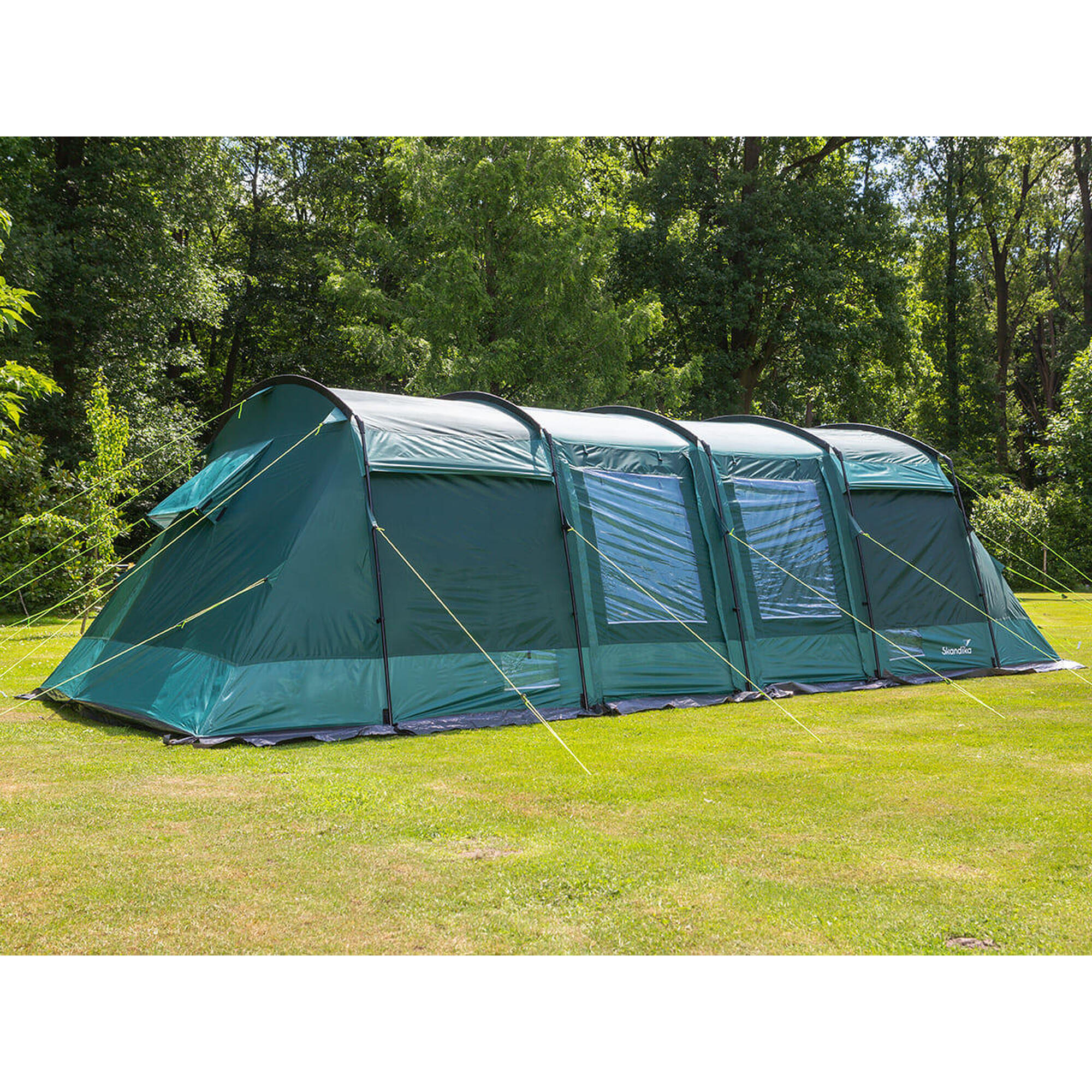 Tente Tunnel Familiale Skandika Montana 8 - 8 Personnes, 4 Cabines, Verte - NEUF