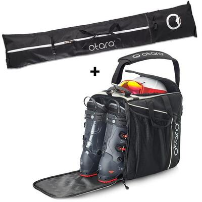Skischuhtasche Classic 44L + 200cm Skitasche für 2 Paar | SET Tannengrün