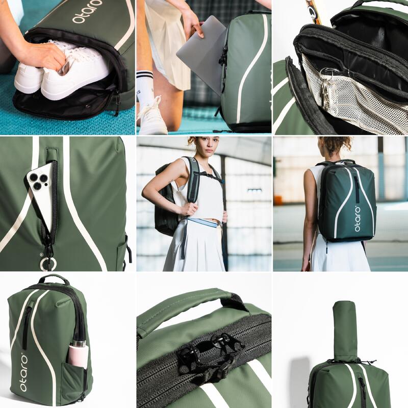 Mochila de Ténis com compartimento | Clássico 32L Verde Wimbledon