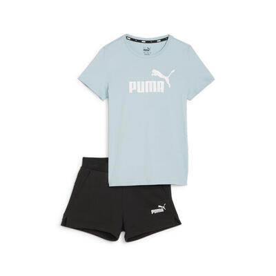 Logo t-shirt en shorts set voor kinderen puma turquoise surf blue