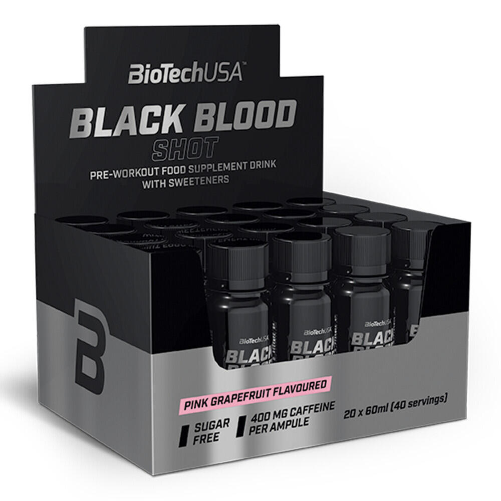BIOTECHUSA Pre-workout in shot - Black Blood Shot - Pompelmo Rosa Confezione da 20