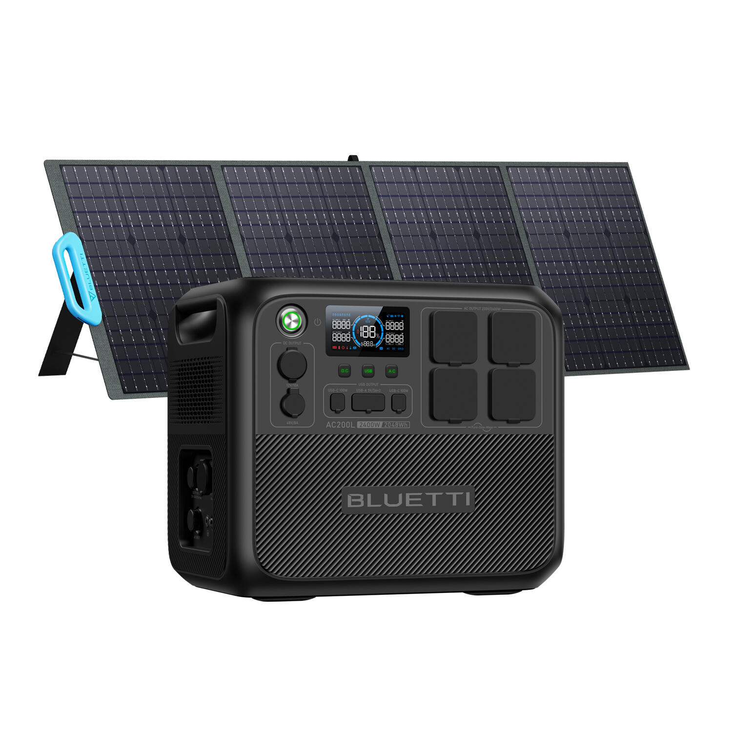 BLUETTI BLUETTI AC200L+PV200 2048Wh Solar Generator 2400W AC Outlets for Camping