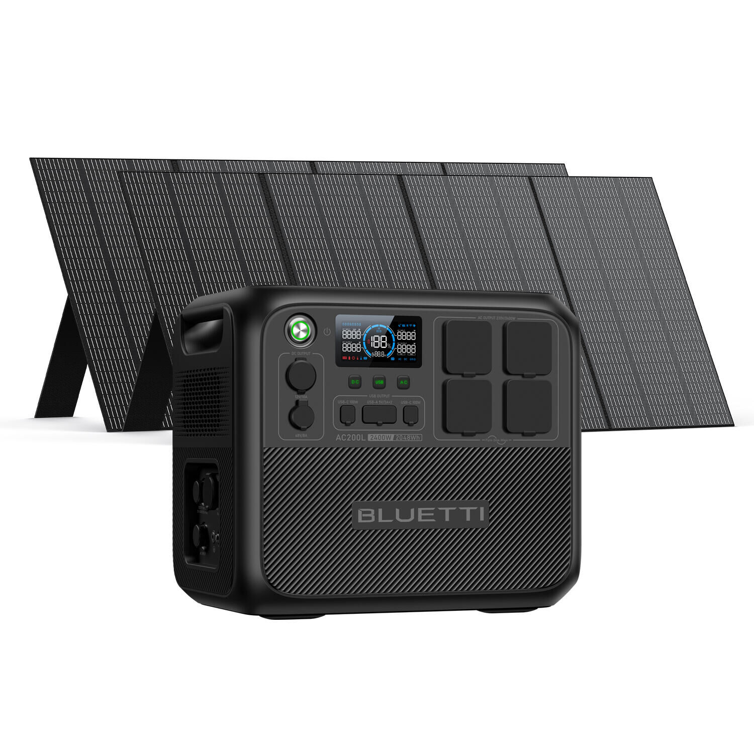 BLUETTI BLUETTI AC200L+2*PV350 2048Wh Solar Generator 2400W AC Outlets for Camping