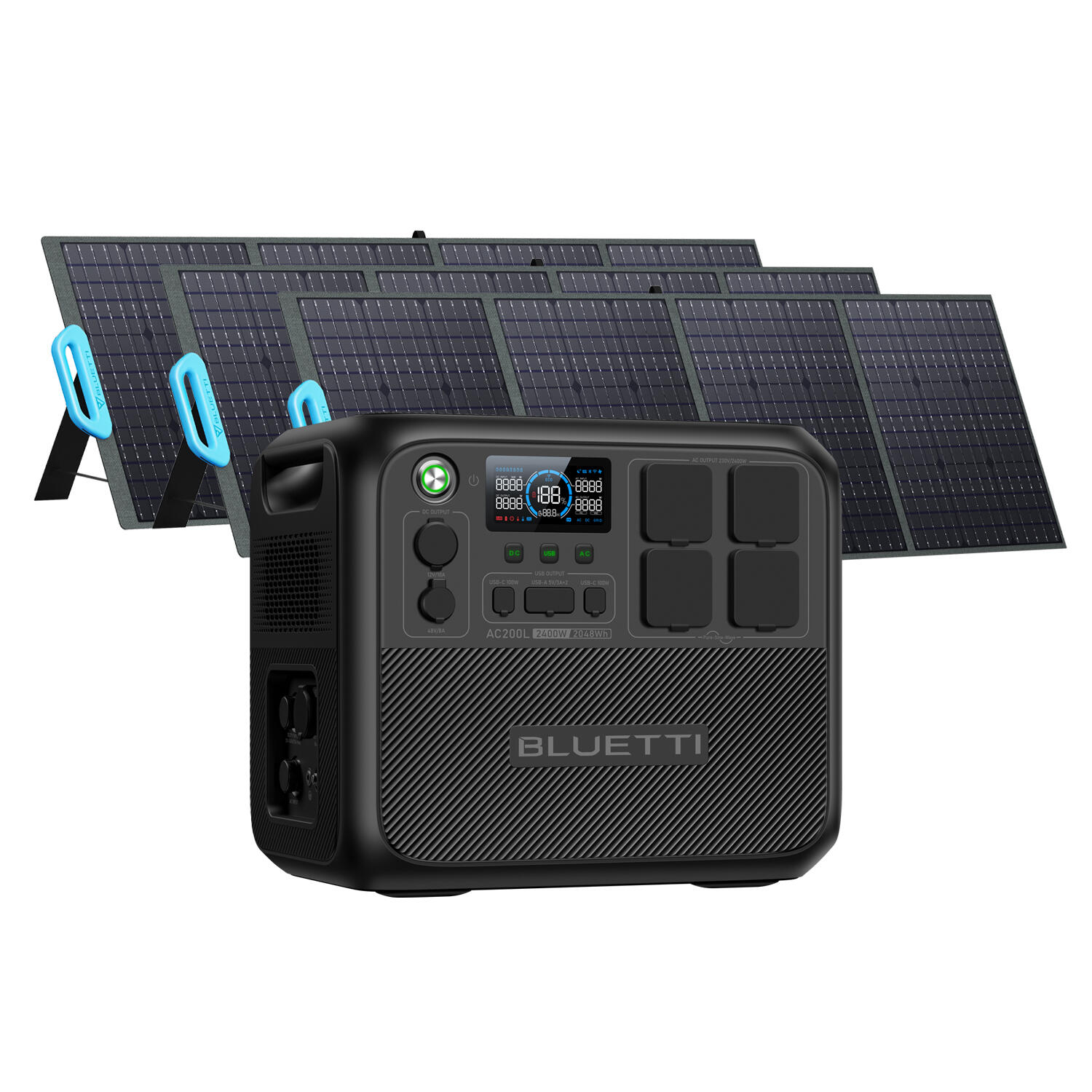 BLUETTI AC200L+3*PV200 2048Wh Solar Generator 2400W AC Outlets for Camping 1/7