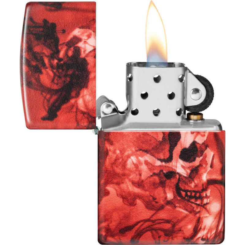ZIPPO Benzinfeuerzeug "Spooky Skulls" in rot color 540°
