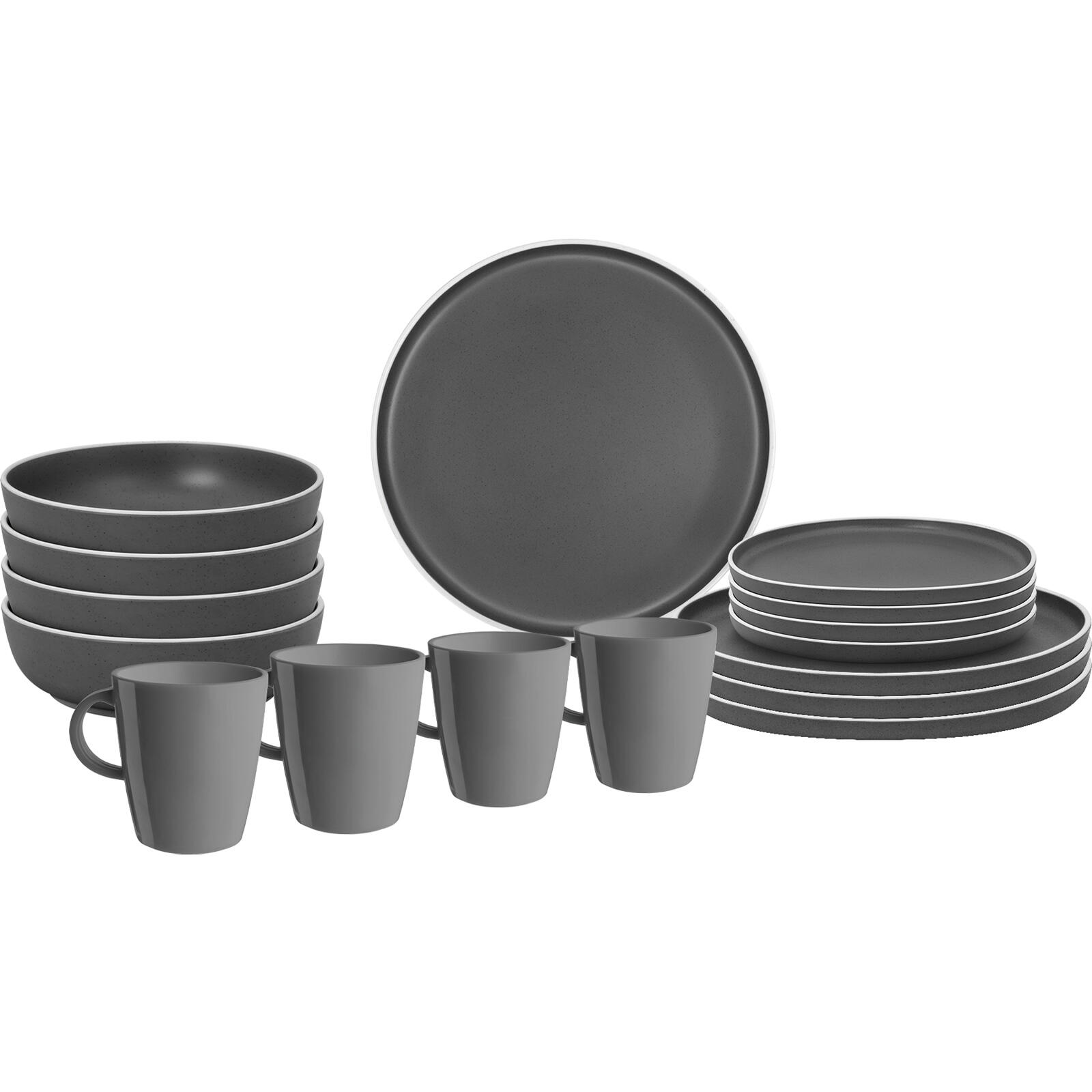 Brunner - Vaisselle En Mélamine Lunch Box Dolomit Stone Touch Assiette De Camping 16pcs - Assiette - Gris - Taille Unique - Decathlon