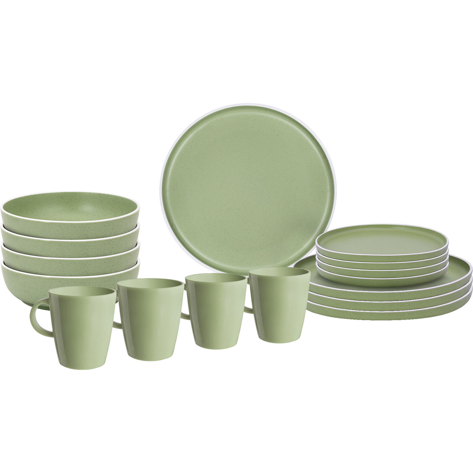 Brunner - Vaisselle En Mélamine Lunch Box Dolomit Stone Touch Assiette De Camping 16pcs - Assiette - Vert - Taille Unique - Decathlon
