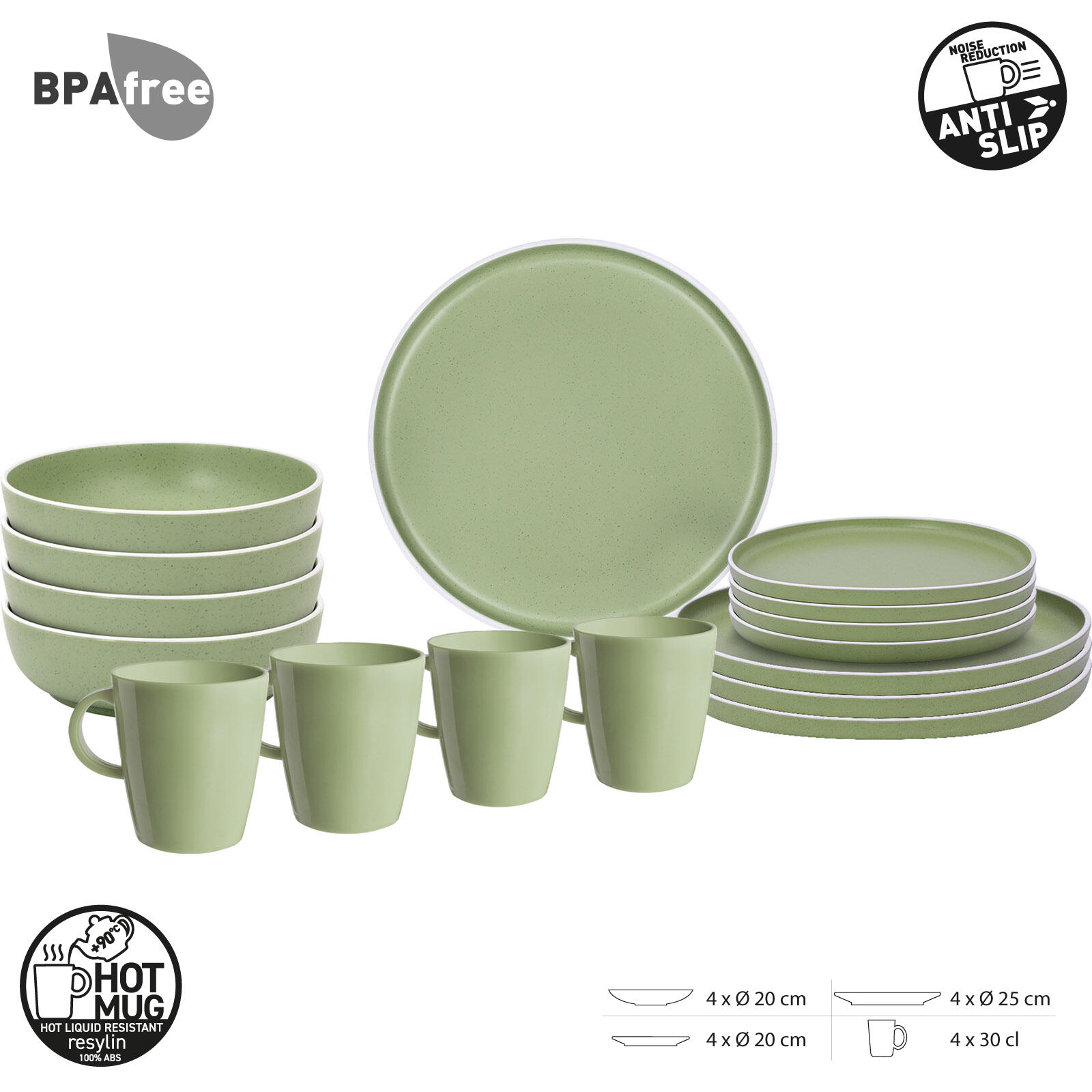Melamina Vajilla Set Fiambrera Dolomit Stone Touch Camping Platos 16pcs 2/7