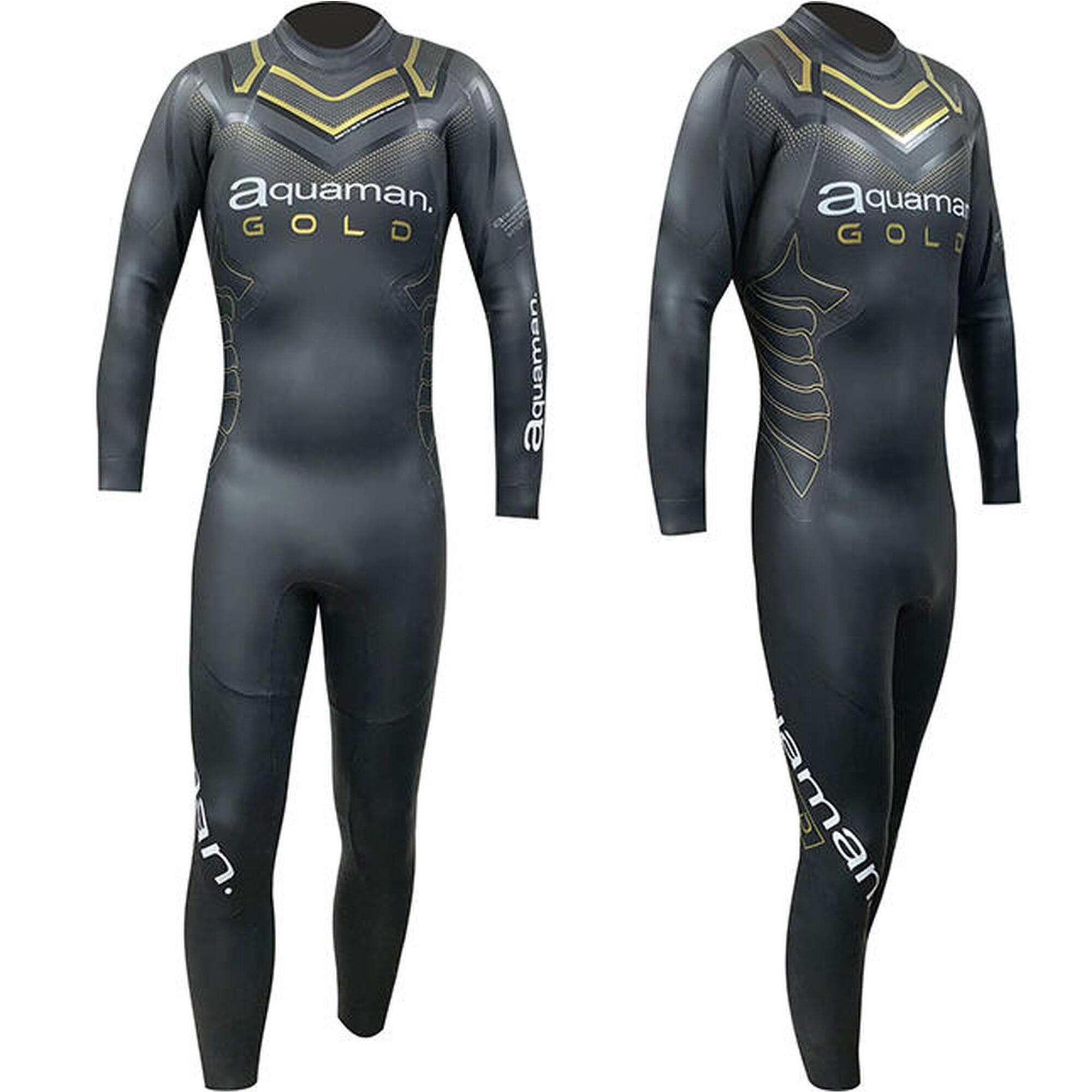 Neopreno Aquaman Hombre Natación Aguas Abiertas Cell Gold Negro