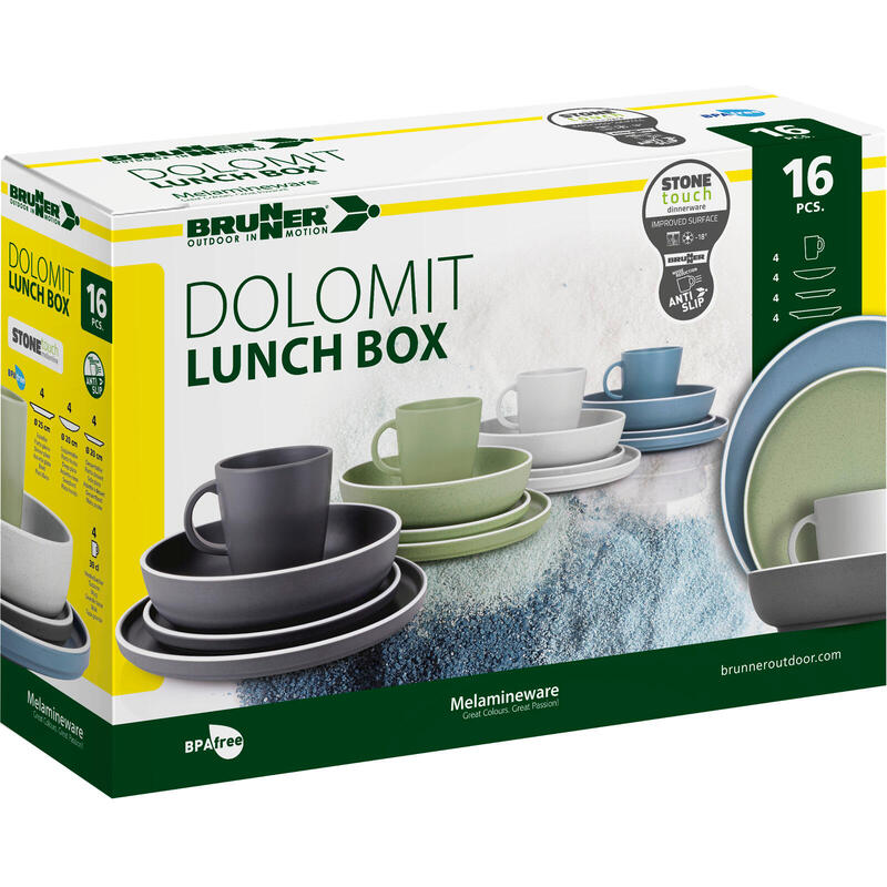 Melamin Geschirr Set Lunch Box Dolomit Stone Touch Camping Teller 16tlg